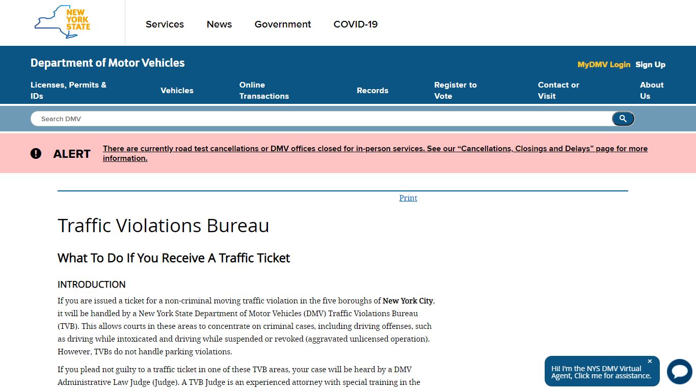 New York DMV | Traffic Violations Bureau